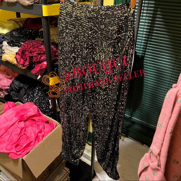 BLOGGERS FAVORITE ZARA BLACK SILVER SEQUINS PANTS - Picture 3 of 10